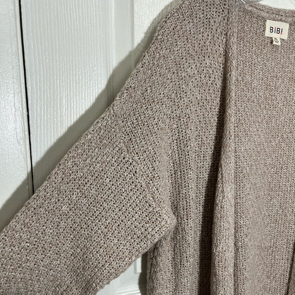 BIBI Oatmeal Open Front Cozy Long Sleeve Drop Shoulder Knit Cardigan | size XL - Picture 6 of 8